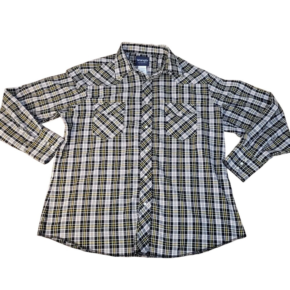 Wrangler Western Shirts Plaid Long‎ Sleeve Snap Button Shirt Men's XL/XG/TG